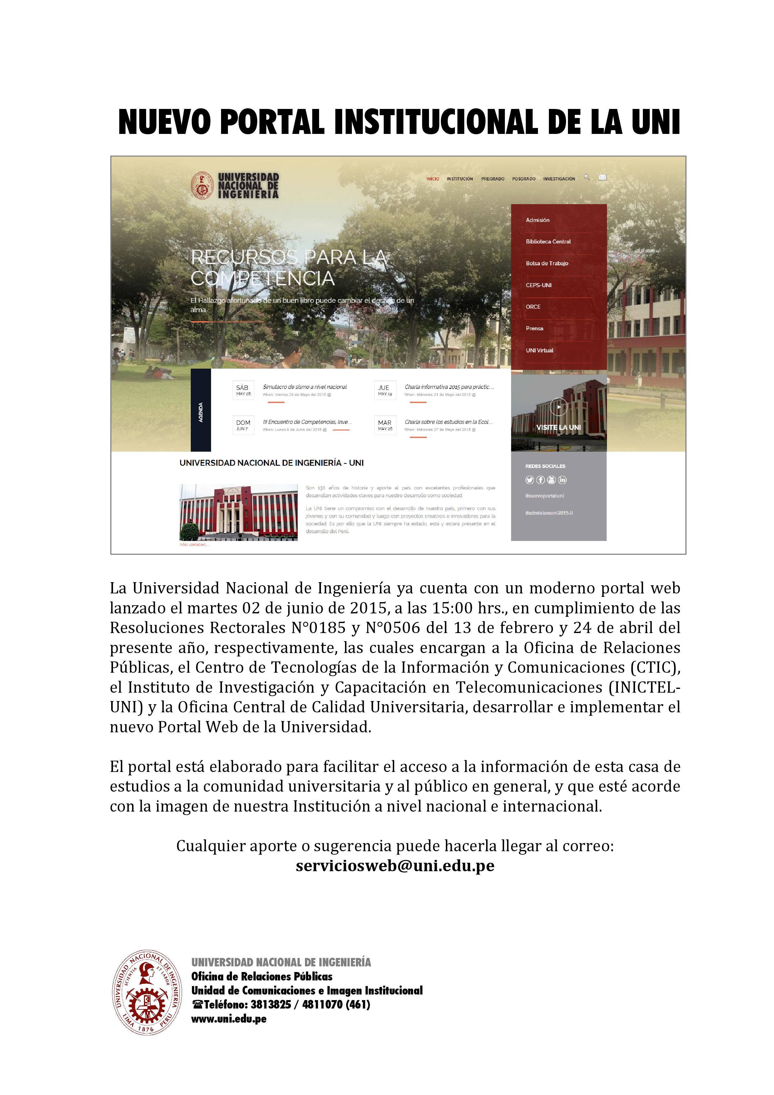 Nuevo Portal Institucional de la UNI