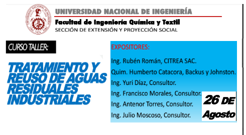 CURSO TRATAMIENTO Y REUSO DE AGUAS RESIDUALES INDUSTRIALES