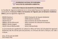CONVOCATORIA DEL CONCURSO PUBLICO DE DOCENTES DE PREGRADO PARA EL SEMESTRE ACADÉMICO 2024-2 DE LA FIA