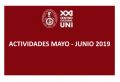 Actividades Mayo - Junio 2019 del Centro Cultural UNI