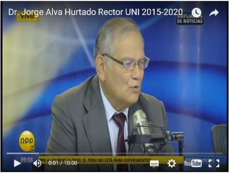 Entrevista en RPP Noticias al Rector de la UNI, Dr. Jorge Alva Hurtado.