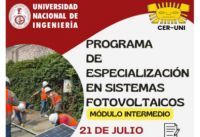 CER-UNI: PROGRAMA DE ESPECIALIZACION EN SISTEMAS FOTOVOLTAICOS-MODULO INTERMEDIO | Inicio 21 de Julio