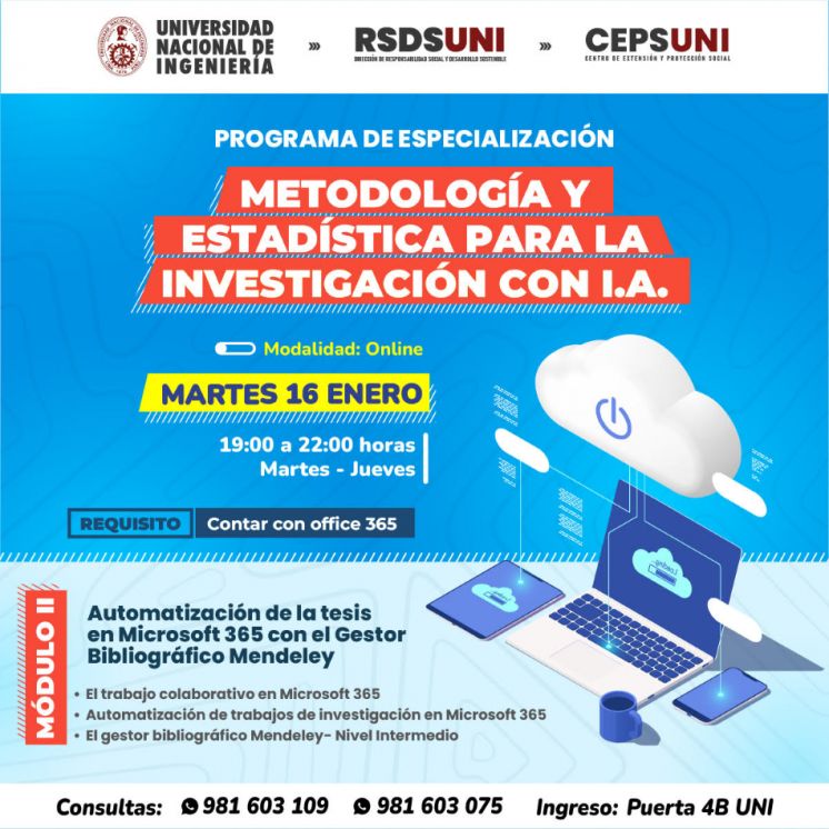 (CEPS - UNI) / Metodología y Estadística para la Investigación con I.A. - MODULO II | INICIO 16 DE ENERO