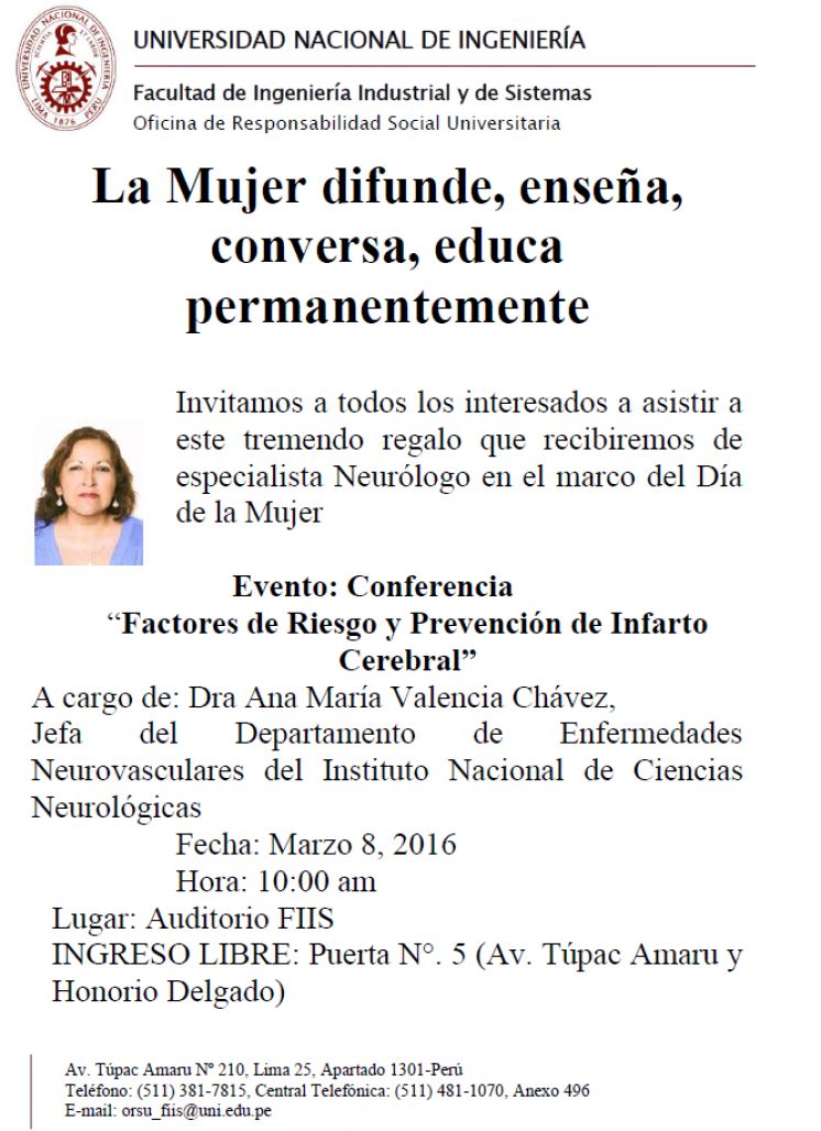 Conferencia  “Factores de Riesgo y Prevención de Infarto Cerebral” por el día de la Mujer