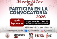 Unidad Centro Cultural UNI: Convocatoria 2026-II del Coro UNI | Fecha 05 de Septiembre