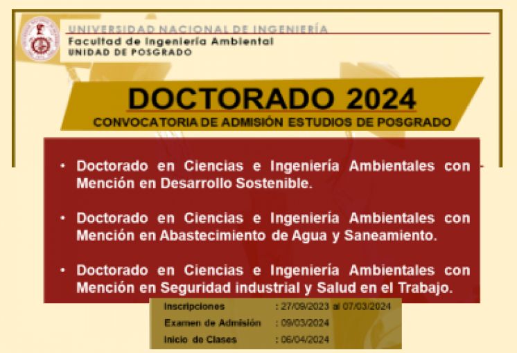 Convocatoria del Proceso de Admisión Doctorados FIA 2024 - I | Inscripciones hasta el 07 de Marzo del 2024