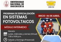 Centro de Energ&iacute;as Renovables-CER-UNI: PROGRAMA DE ESPECIALIZACI&Oacute;N DE SISTEMAS FOTOVOLTAICOS - M&Oacute;DULO INTERMEDIO | Inicio de clases: 06 de abril del 2026