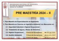 UNIDAD DE POSGRADO DE LA FIA: CONVOCATORIA PRE MAESTRÍA 2024-II | CIERRE DE INSCRIPCIONES 13 DE JUNIO