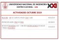 ACTIVIDADES DEL MES DE OCTUBRE 2019 DEL CENTRO CULTURAL UNI