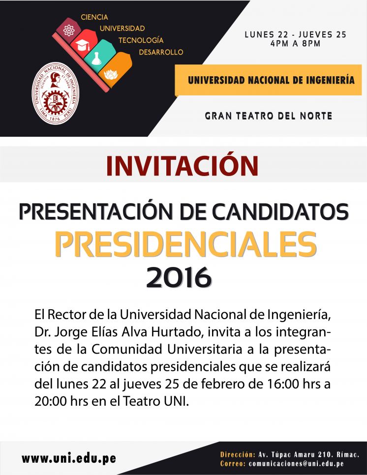 Invitación a la Comunidad Universitaria: Presentación de Candidatos Presidenciales 2016