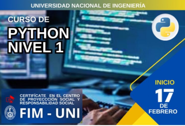 Proyección Social de la FIM organiza Cursos 2024 | ¡  Fundamentos de Programación en Python | 17 de Febrero