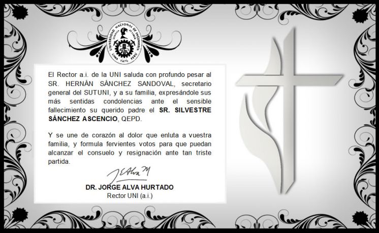 Condolencias para el Sr. Silvestre Sánchez Ascencio