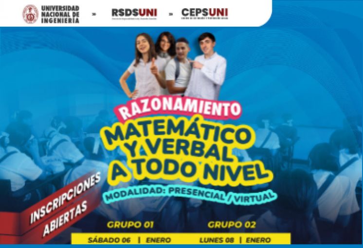 RSDS - UNI / RAZONAMIENTO MATEMÁTICO Y VERBAL A TODO NIVEL | Inicios 06 y 08 de Enero