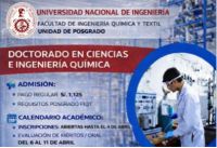 UNIDAD DE POSGRADO FIQT: DOCTORADO EN CIENCIAS E INGENIERIA QUIMICA ADMISION 2026-1 | INSCRIPCIONES HASTA EL 04 DE ABRIL