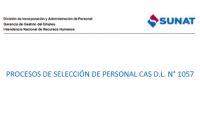 Convocatorias SUNAT: PROCESOS DE SELECCIÓN DE PERSONAL CAS D.L. N° 1057