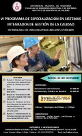 VI PROGRAMA DE ESPECIALIZACIÓN EN SISTEMAS INTEGRADOS DE GESTIÓN DE CALIDAD ISO 90001:2015; ISO 14001:2015;OHSAS 18001:2007; SA 800:2008