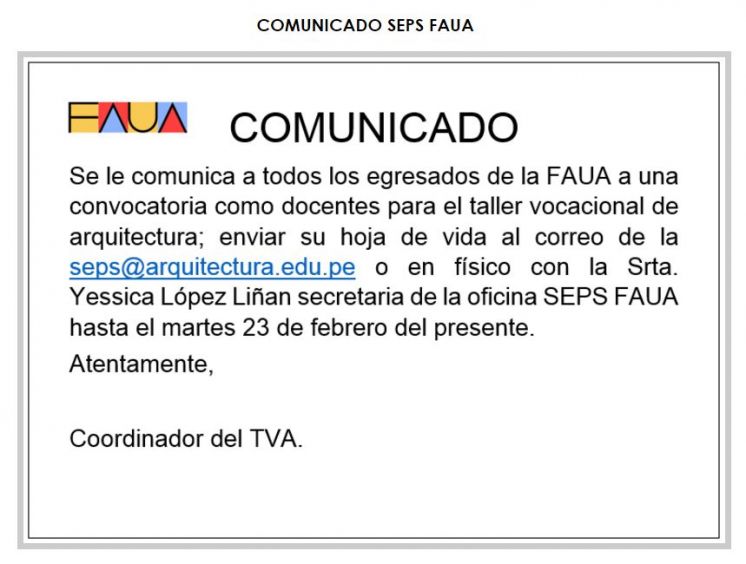 Comunicado Seps FAUA