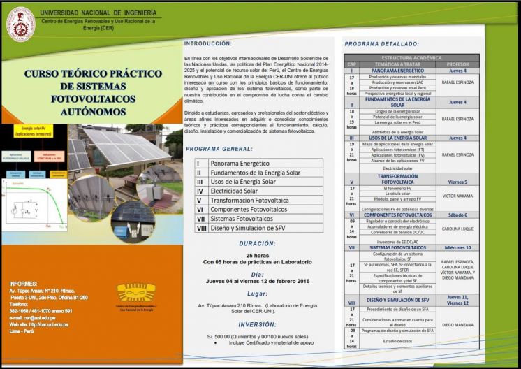 Curso teórico práctico &quot;Sistemas Fotovoltaicos Autónomos&quot;.