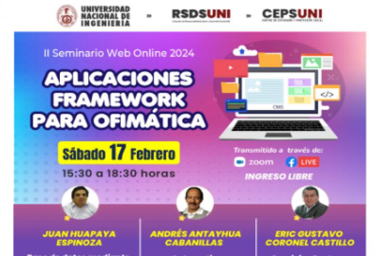 INVITACIÓN II Seminario Web 2024: APLICACIONES FRAMEWORK PARA OFIMÁTICA | INICIO 17 DE FEBRERO