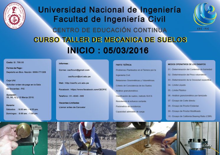 Curso &quot;Taller de Mecánica de Suelos&quot;