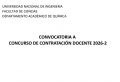 CONVOCATORIA A CONCURSO DE CONTRATACI&Oacute;N DOCENTE 2026-2 DE LA FACULTAD DE CIENCIAS