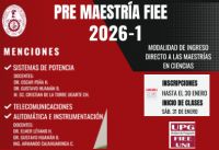 Programa de Pre Maestr&iacute;a FIEE 2026-1 | Inscripciones hasta el 30 de Enero del 2026