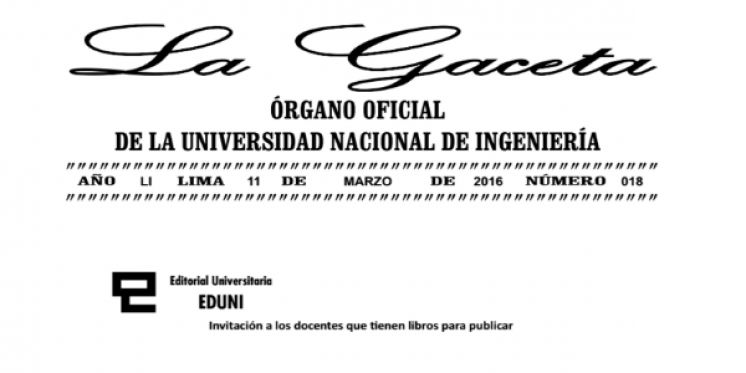 Gaceta N° 018 - EDUNI Invita a Docentes a participar