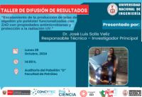 TALLER DE DIFUSION DE RESULTADOS” en el marco del CONTRATO N° PE501079698-PROCIENCIA: Proyecto “ESCALAMIENTO DE LA PRODUCCION DE TELAS DE ALGODÓN Y/O POLIESTER FUNCIONALIZADAS CON ZNO CON PROPIEDADES ANTIMICROBIANAS Y PROTECCION A LA RADIACION UV”