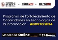 RSDS UNI/ CEPS / Cursos especializados - Cronograma del mes. Inicio: 16 de agosto