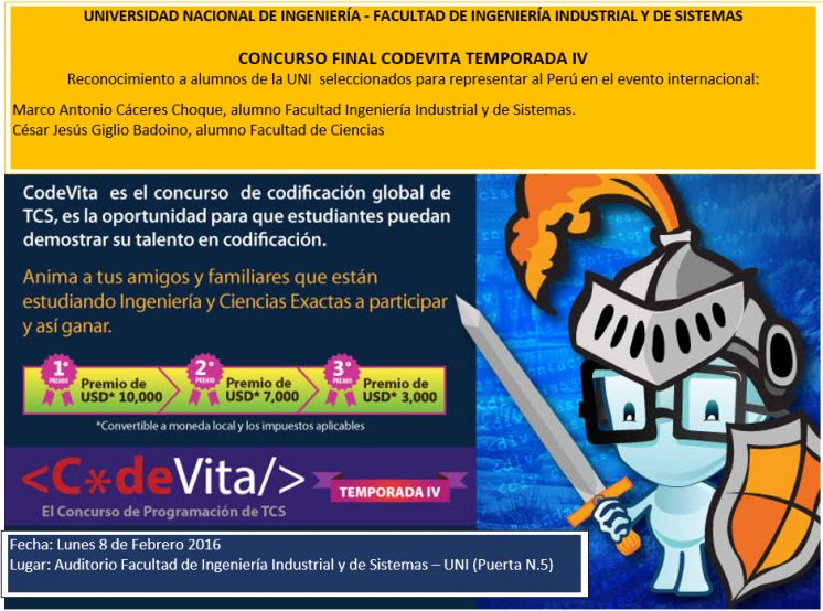 Reconocimiento a los Ganadores del Concurso de Programación CodeVita 2015