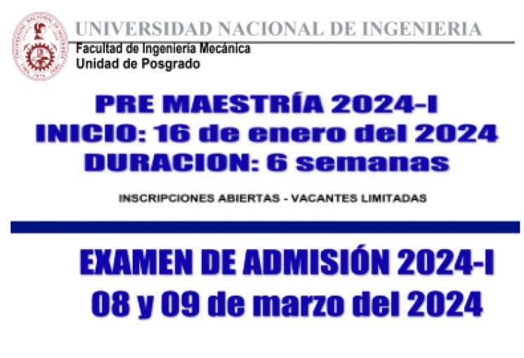 Proceso de Admisión de las Maestrías de la Unidad de Posgrado FIM, para el período Académico 2024-1