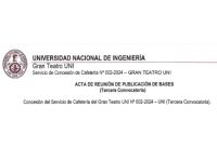 CONCESIÓN DEL SERVICIO DE CAFETERÍA DEL GRAN TEATRO UNI N° 002-2024-UNI (Tercera Convocatoria)