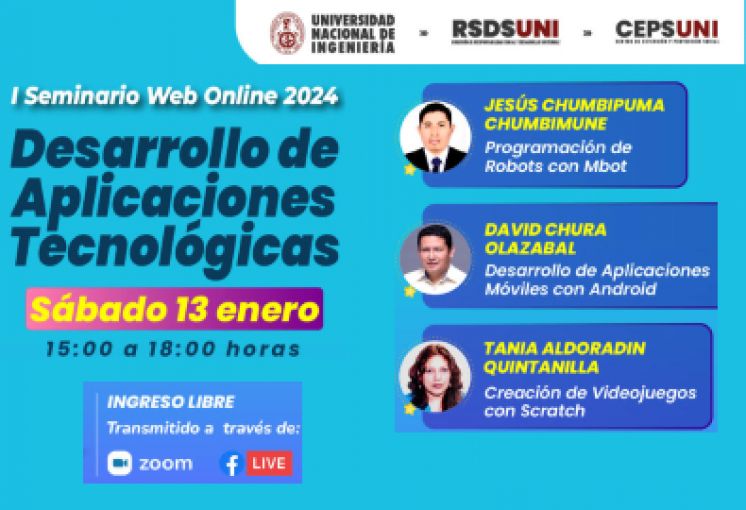 INVITACIÓN I Seminario Web Enero 2024: DESARROLLO DE APLICACIONES TECNOLÓGICAS | 13 de Enero