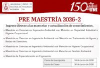 Unidad de Posgrado de la FIA invita a los profesionales con inter&eacute;s en estudiar en las Maestr&iacute;as que ofrece y lanza la Convocatoria de la Pre Maestr&iacute;a 2026-II | Inscripciones hasta el 24 de Junio.