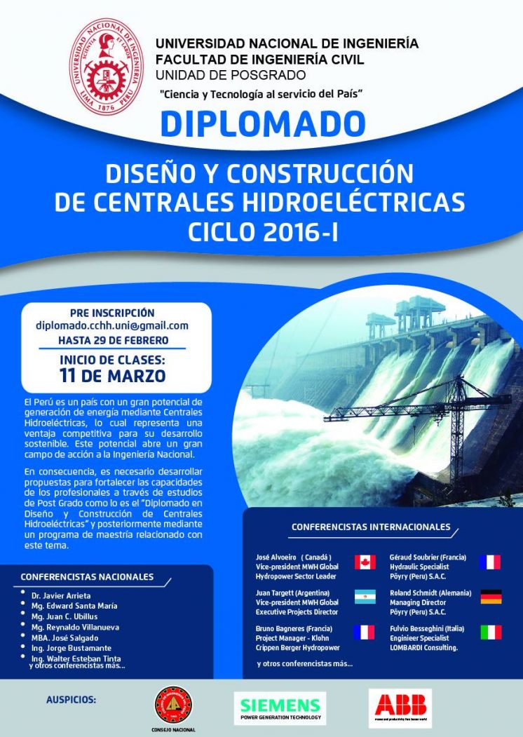 Diplomado Diseño y Construcción de Centrales Hidroeléctricas