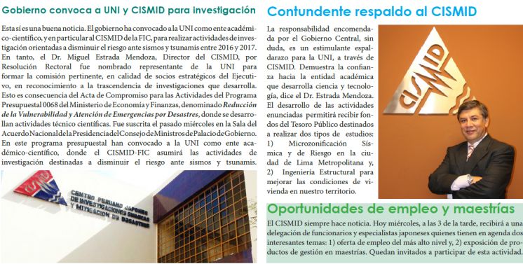 Gobierno convoca a UNI y CISMID para investigación