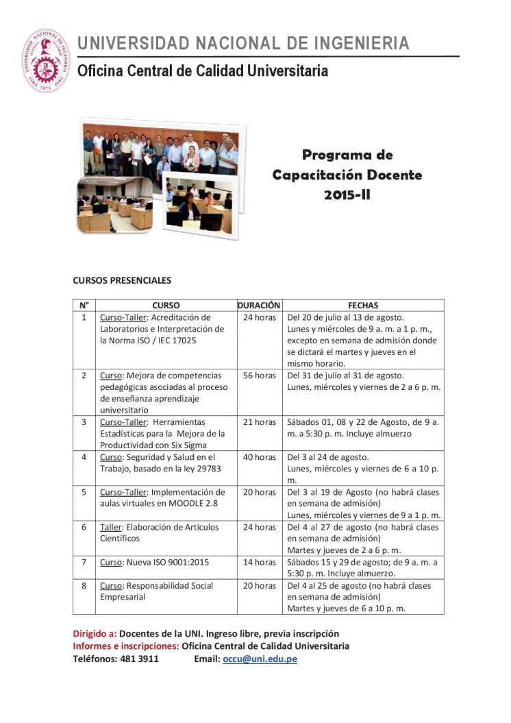 Programa de Capacitación Docente 2015-II