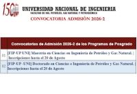 Convocatorias de Admisi&oacute;n 2026-2 de los Programas de Posgrado de la Unidad de Posgrado de la FIPGN | Inscripciones hasta el 20 de Agosto
