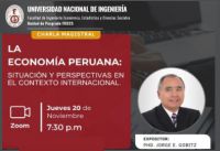 Unidad de Posgrado de la FIEECS invita a la Charla Magistral – La economía peruana: situación y perspectivas en el contexto internacional | Fecha 20 de Noviembre