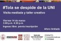 Museo de Artes y Ciencias Ing. Eduardo de Habich invita a la actividad:  #TOLA SE DESPIDE DE LA UNI que se realizará el viernes 14 de Marzo