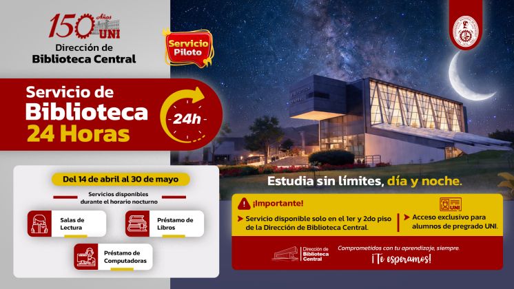 Cerca de doce mil estudiantes de la UNI tendr&aacute;n acceso a biblioteca 24 horas en servicio piloto