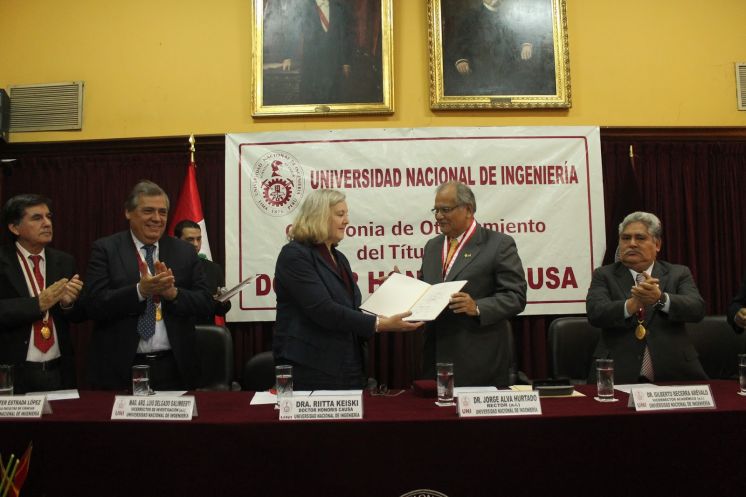 UNI otorga el título de Doctor Honoris Causa a la Dra.Riitta Keiski