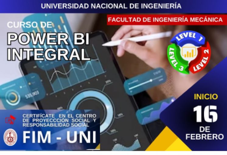 Proyección Social de la FIM organiza Cursos 2024 | ¡  Domina el análisis de datos con Power BI Integral ! | 16 de Febrero