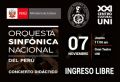 Concierto Didáctico a cargo de la Orquesta Sinfónica Nacional del Ministerio de Cultura, jueves 7 de noviembre a hora 11: am Gran Teatro UNI - Ingreso Libre