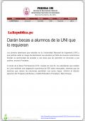Dar&aacute;n becas a alumnos de la UNI que lo requieran