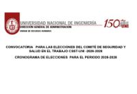 CRONOGRAMA DE ELECCIONES DEL COMIT&Eacute; DE SEGURIDAD Y SALUD DEL TRABAJO PARA EL PERIODO 2026- 2028 | | Trabajadores administrativos del D.L. N&deg; 276, D.L. N&deg; 1057