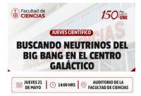 Jueves Cient&iacute;fico que organiza la Facultad de Ciencias presenta la charla cient&iacute;fica &ldquo;Buscando Neutrinos del Big Bang en el Centro Gal&aacute;ctico&rdquo; a cargo del Dr. Guillermo Rivera | Fecha 21 de Mayo