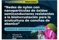 CENTRO DE ENERGÍAS RENOVABLES-CER-UNI: TALLER DE DIFUSION DE RESULTADOS &quot;REDES DE NYLON CON NANOPARTÍCULAS DE ÓXIDOS SEMICONDUCTORES RESISTENTES A LA BIOINCRUSTACIÓN PARA LA ACUICULTURA DE CONCHAS DE ABANICO&quot; | Fecha 17 de Octubre