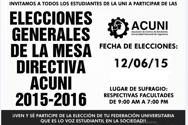 Elecciones Generales de la Mesa Directiva ACUNI 2015-2016