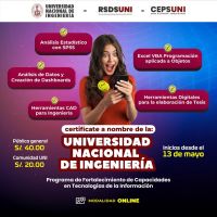 RSDS UNI / Programa de Fortalecimiento de Capacidades en Tecnologías de la Información - Cursos Mayo 2024 | Inicios desde el 13 de Mayo